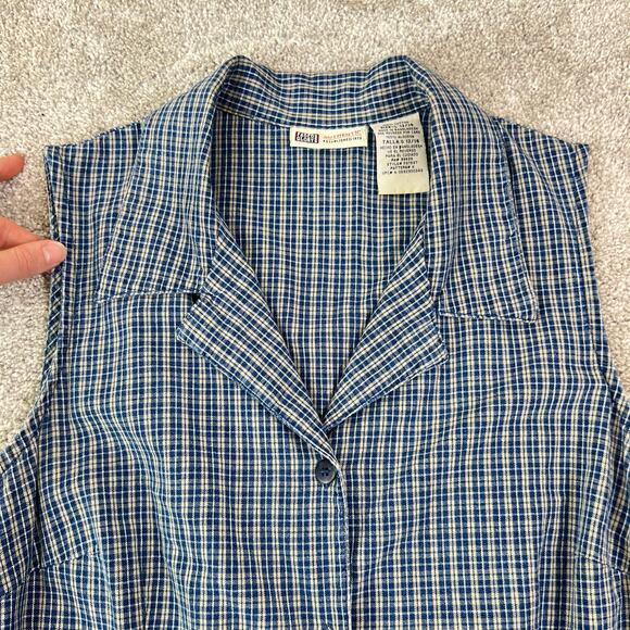 Vintage Faded Glory Women's Blue Plaid Flannel Collared Maxi Dress (Sz L) - Picture 12 of 14